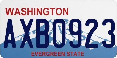 WA license plate AXB0923