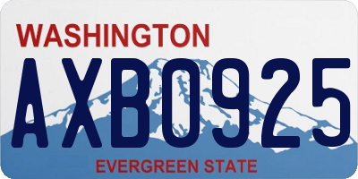 WA license plate AXB0925