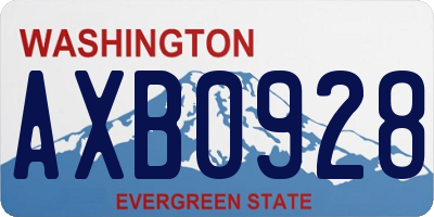 WA license plate AXB0928