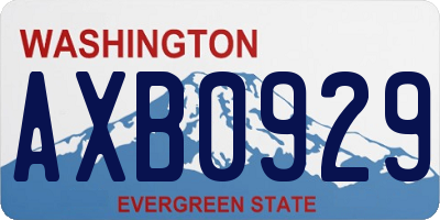 WA license plate AXB0929