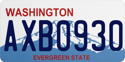 WA license plate AXB0930