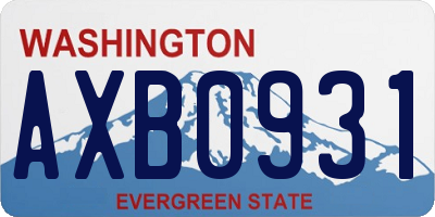 WA license plate AXB0931