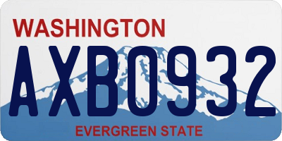 WA license plate AXB0932