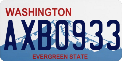 WA license plate AXB0933
