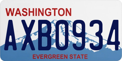 WA license plate AXB0934