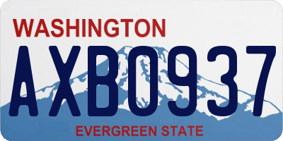 WA license plate AXB0937