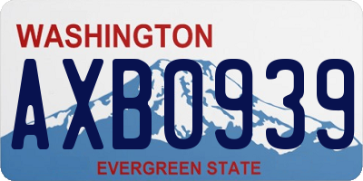 WA license plate AXB0939