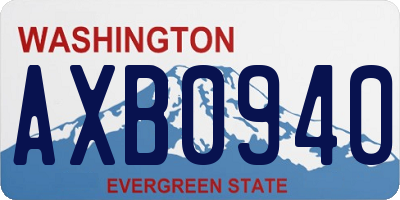 WA license plate AXB0940