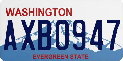 WA license plate AXB0947