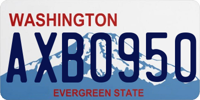 WA license plate AXB0950