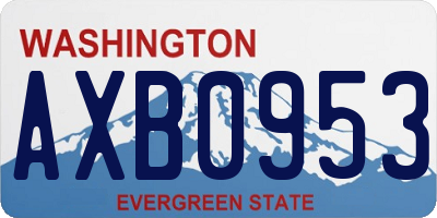 WA license plate AXB0953