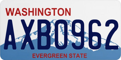 WA license plate AXB0962
