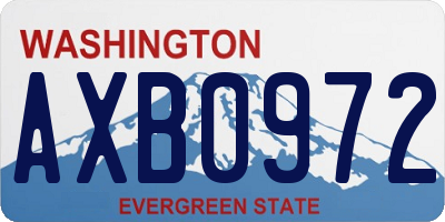WA license plate AXB0972