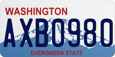 WA license plate AXB0980