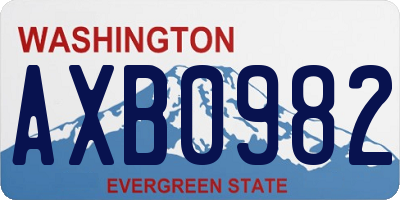 WA license plate AXB0982