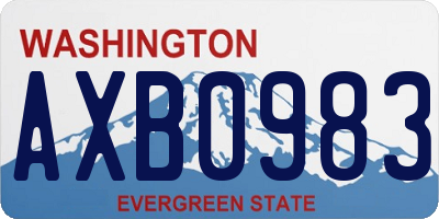 WA license plate AXB0983
