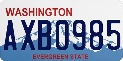 WA license plate AXB0985