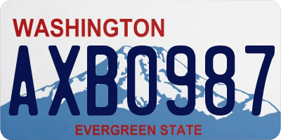 WA license plate AXB0987
