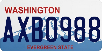 WA license plate AXB0988