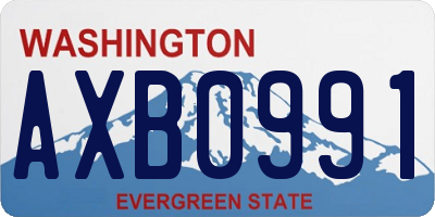 WA license plate AXB0991