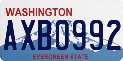 WA license plate AXB0992