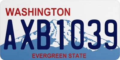 WA license plate AXB1039