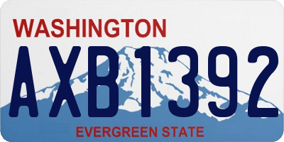 WA license plate AXB1392