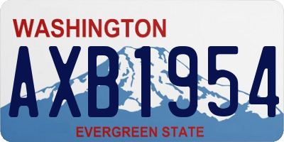 WA license plate AXB1954