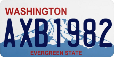WA license plate AXB1982