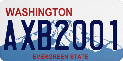 WA license plate AXB2001