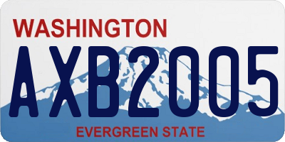WA license plate AXB2005