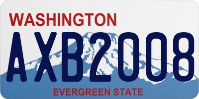 WA license plate AXB2008