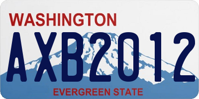 WA license plate AXB2012