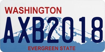 WA license plate AXB2018