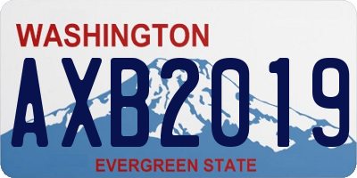 WA license plate AXB2019