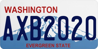 WA license plate AXB2020