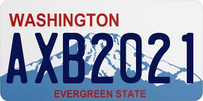 WA license plate AXB2021