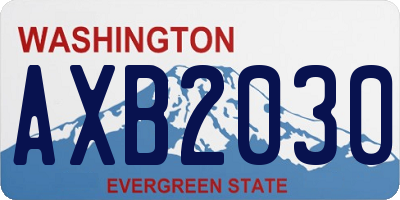 WA license plate AXB2030