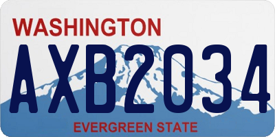 WA license plate AXB2034