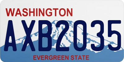 WA license plate AXB2035
