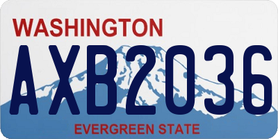 WA license plate AXB2036