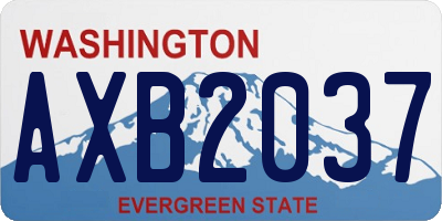 WA license plate AXB2037