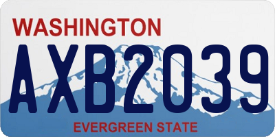 WA license plate AXB2039