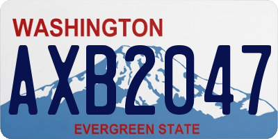 WA license plate AXB2047