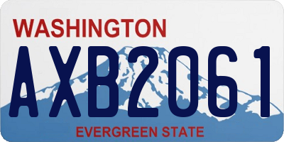 WA license plate AXB2061