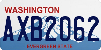 WA license plate AXB2062