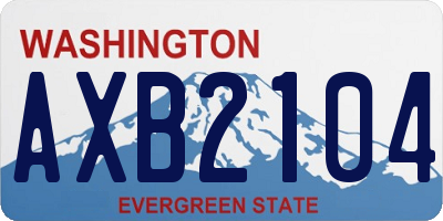 WA license plate AXB2104