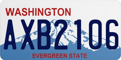 WA license plate AXB2106