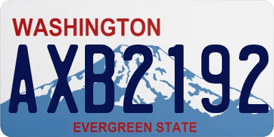 WA license plate AXB2192