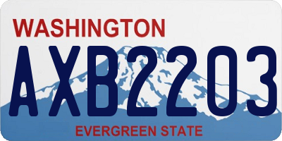 WA license plate AXB2203